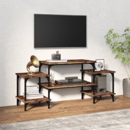 Berkfield Home TV Cabinet Smoked Oak 117x35x52 cm Engineered Wood in Brown - Size: 117 x 35 x 52 cm - thumbnail 1