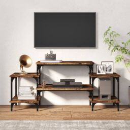 Berkfield Home TV Cabinet Smoked Oak 117x35x52 cm Engineered Wood in Brown - Size: 117 x 35 x 52 cm - thumbnail 3
