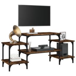 Berkfield Home TV Cabinet Smoked Oak 117x35x52 cm Engineered Wood in Brown - Size: 117 x 35 x 52 cm - thumbnail 4