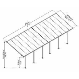 Palram Patio Cover Feria 4M Deep 4X8.50 Clear - L850 x W385 x H305 - Grey - thumbnail 3