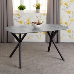 Seconique Athens Rectangular Concrete Effect Dining Set with Avery Chairs in Grey - thumbnail 2