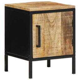 Berkfield Home Modern Bedside Cabinet 30 x 30 x 40 cm Solid Wood Rough Mango in Brown - thumbnail 1