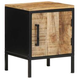 Berkfield Home Modern Bedside Cabinet 30 x 30 x 40 cm Solid Wood Rough Mango in Brown - thumbnail 3