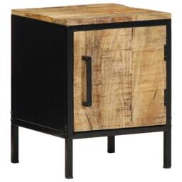 Berkfield Home Modern Bedside Cabinet 30 x 30 x 40 cm Solid Wood Rough Mango in Brown - thumbnail 2