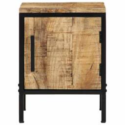 Berkfield Home Modern Bedside Cabinet 30 x 30 x 40 cm Solid Wood Rough Mango in Brown - thumbnail 5