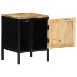Berkfield Home Modern Bedside Cabinet 30 x 30 x 40 cm Solid Wood Rough Mango in Brown - thumbnail 4