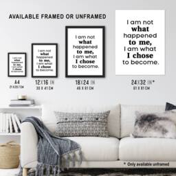 Artery8 I Am Not What Happened To Me Bold Inspirational Framed Wall Art Print in White - Size: A4 - thumbnail 3
