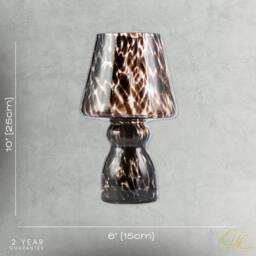 Happy Homewares Clear Glass Mushroom Table Lamp with Brown Speckle Snowflake Pattern - thumbnail 7