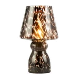 Happy Homewares Clear Glass Mushroom Table Lamp with Brown Speckle Snowflake Pattern - thumbnail 2