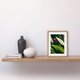 "Artery8 Wall Art Print Pink Parrot & Tropical Plant Leaves Vintage Linocut Pattern Detail Artwork Framed 9X7 Inch in Beige - Size: W7"" x H9""" - thumbnail 2