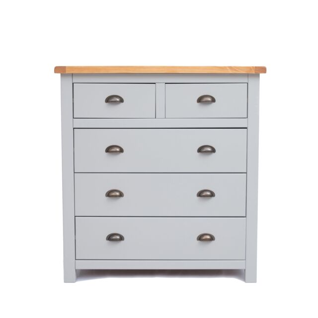 Cabinet Bits Argenta 5 Drawer Chest of Drawers Brass Cup Handle in Light Grey - image 1