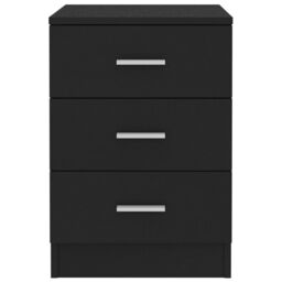 Berkfield Home Bedside Cabinet Black 38x35x56 cm Engineered Wood - Size: 38 x 35 x 56 cm - thumbnail 4