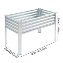 Kelvenix Raised Garden Bed with Legs Metal Planter in Silver - Size: 100g - thumbnail 2