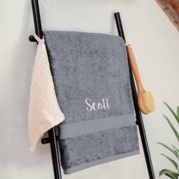 Duncan Stewart Personalised Luxury Cotton Bath Sheet in Grey - thumbnail 1