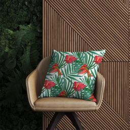 Warren Reed - Designer Tropical Flowers & Palm Leaves Outdoor Cushion in Green - Size: 45 cm x 45 cm - thumbnail 2