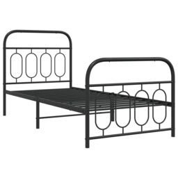 Berkfield Home Metal Bed Frame without Mattress with Footboard Black 80x200cm - Size: 80x200 cm - thumbnail 3