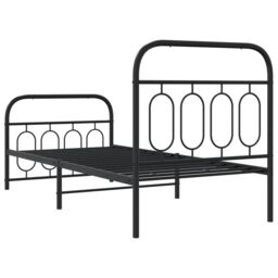 Berkfield Home Metal Bed Frame without Mattress with Footboard Black 80x200cm - Size: 80x200 cm - thumbnail 6