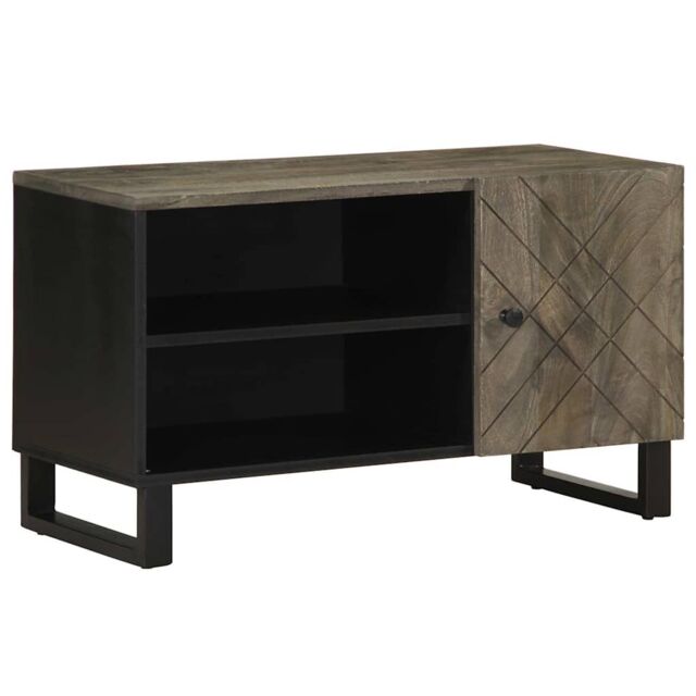 Berkfield Home TV Cabinet Black 80x33x46 cm Solid Wood Mango - Size: 80 x 33 x 46 cm - image 1