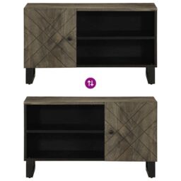 Berkfield Home TV Cabinet Black 80x33x46 cm Solid Wood Mango - Size: 80 x 33 x 46 cm - thumbnail 6