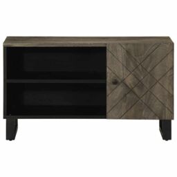 Berkfield Home TV Cabinet Black 80x33x46 cm Solid Wood Mango - Size: 80 x 33 x 46 cm - thumbnail 3