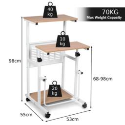Costway 2 in 1 Adjustable Computer Desk Office PC Desk Movable Workstation in Natural - thumbnail 2