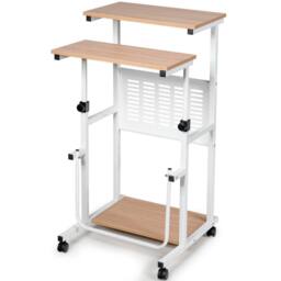 Costway 2 in 1 Adjustable Computer Desk Office PC Desk Movable Workstation in Natural - thumbnail 3