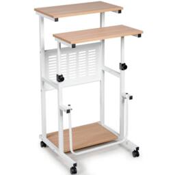 Costway 2 in 1 Adjustable Computer Desk Office PC Desk Movable Workstation in Natural - thumbnail 8