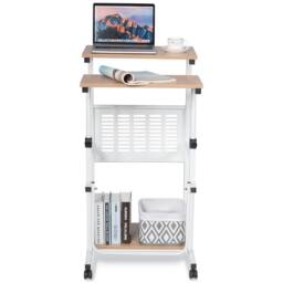 Costway 2 in 1 Adjustable Computer Desk Office PC Desk Movable Workstation in Natural - thumbnail 6