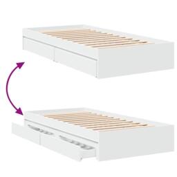 Berkfield Home Bed Frame with Drawers without Mattress White 75x190 cm Small Single - thumbnail 7