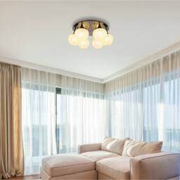 Netlighting Maxy Globe Ceiling Light Gunmetal Clear Glass Shade 6x E27 in Grey - thumbnail 3