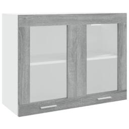 Berkfield Home Hanging Glass Cabinet Grey Sonoma 80x31x60 cm Engineered Wood - Size: 80 x 31 x 60 cm - thumbnail 2