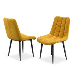 More4Homes Arlo Black Table Top W Black Legs + Nova Velvet Dining Chair Set Of 4 in Mustard - thumbnail 5
