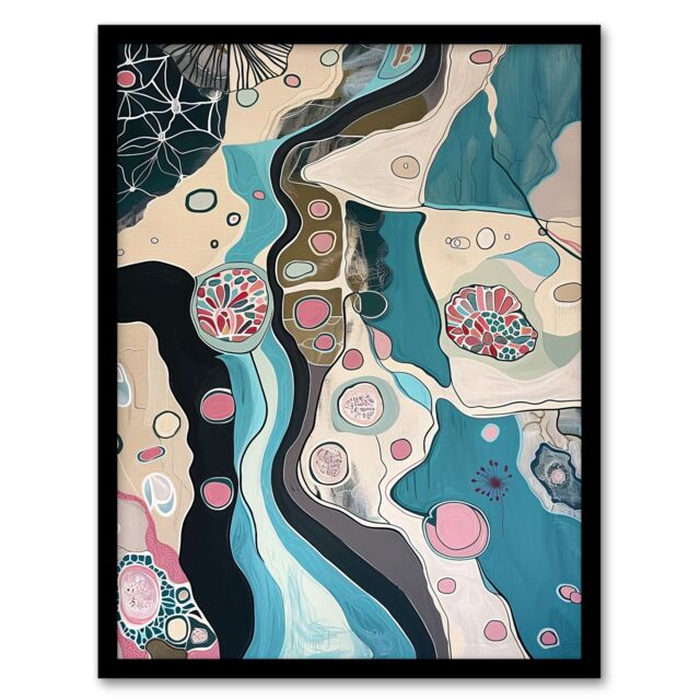 "Artery8 Abstract Aquatic Life Underwater Pattern Painting Framed Art Print - Size: W12"" x H16""" - image 1