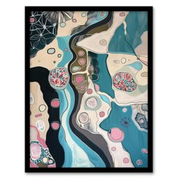 "Artery8 Abstract Aquatic Life Underwater Pattern Painting Framed Art Print - Size: W12"" x H16""" - thumbnail 1