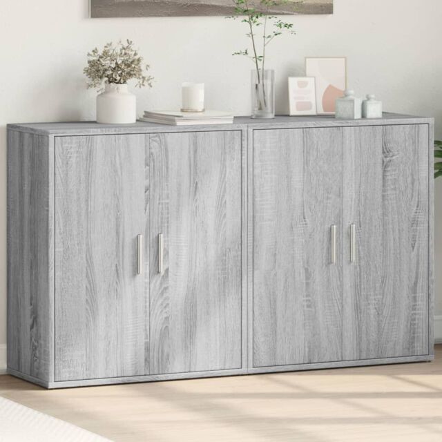 Berkfield Home Sideboards 2 pcs Grey Sonoma 60x31x70 cm Engineered Wood - Size: 60 x 31 x 70 cm - image 1