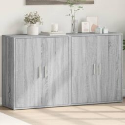 Berkfield Home Sideboards 2 pcs Grey Sonoma 60x31x70 cm Engineered Wood - Size: 60 x 31 x 70 cm - thumbnail 1