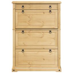 Berkfield Home Shoe Cabinet Corona 99x32x138 cm Solid Wood Pine in Brown - Size: 99 x 32 x 138 cm - thumbnail 4
