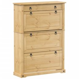 Berkfield Home Shoe Cabinet Corona 99x32x138 cm Solid Wood Pine in Brown - Size: 99 x 32 x 138 cm - thumbnail 2