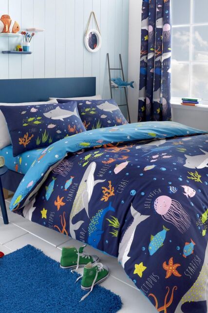Bedlam 'Sea Life' Kids Fun Glow In The Dark Adventure Duvet Cover Set - Size: Single - image 1
