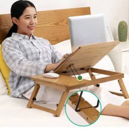SPETLEK Adjustable Bamboo Laptop Bed Desk with Legs in Natural - Size: 0.6m2 - thumbnail 5