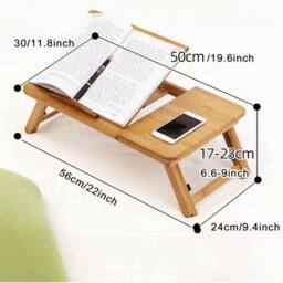 SPETLEK Adjustable Bamboo Laptop Bed Desk with Legs in Natural - Size: 0.6m2 - thumbnail 2