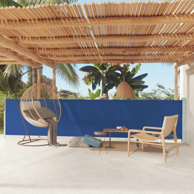 Berkfield Home Patio Retractable Side Awning 117x600 cm Blue - image 1