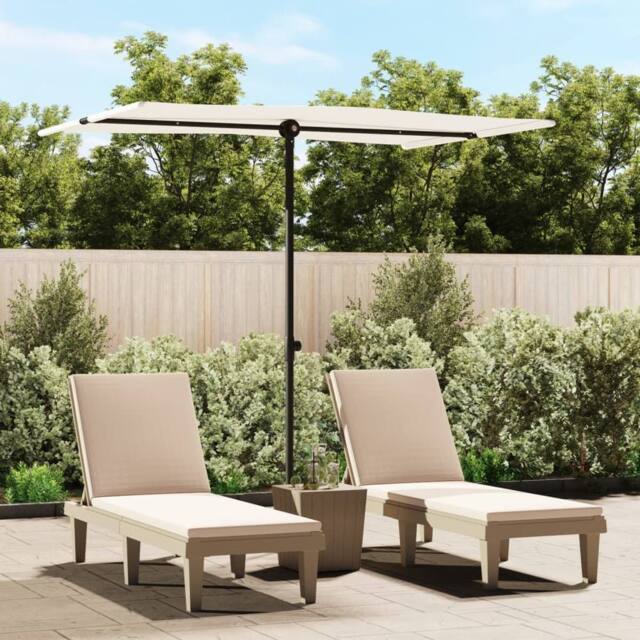 Berkfield Home Outdoor Parasol with Aluminium Pole 2x1.5 m Sand White - image 1