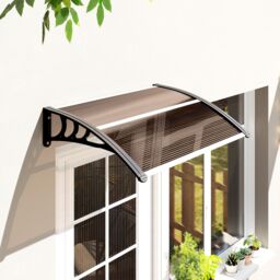 OUTSUNNY Outdoor Window Door Canopy Fixed Awning Porch UV Water Cover in Brown - Size: 120 cm
