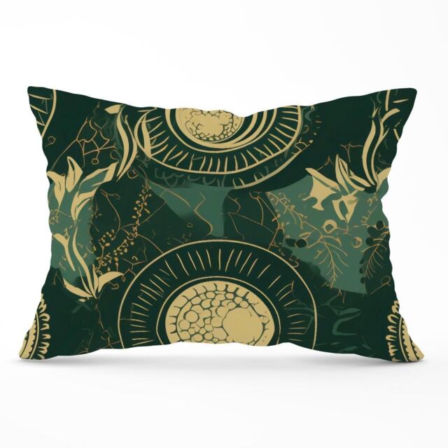 Warren Reed - Designer Abstract Green Gold Moon Pattern Cushions - Size: 60 cm x 60 cm - image 1
