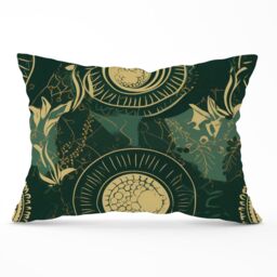 Warren Reed - Designer Abstract Green Gold Moon Pattern Cushions - Size: 60 cm x 60 cm - thumbnail 1