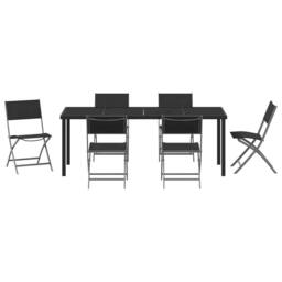 Berkfield Home 7 Piece Garden Dining Set Black Textilene & Steel - thumbnail 7