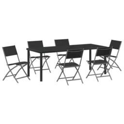 Berkfield Home 7 Piece Garden Dining Set Black Textilene & Steel - thumbnail 2