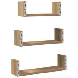 Berkfield Home Wall Shelf 3 pcs Artisian Oak Engineered Wood in Brown - thumbnail 6