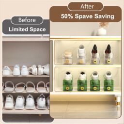 Hygrad Built to Survive Acrylic Shoe Slots Organizer Wardrobe Stacker Space Saver Rack Holder in Black - thumbnail 3